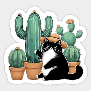 Cactus Garden Cat Sticker